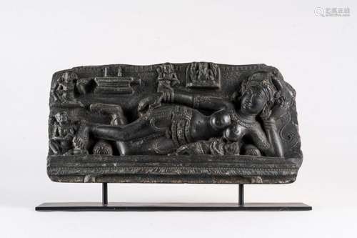 Himalayan Art A Hindu dark stone frieze Nort-Eastern India, Pala dynasty, 8th-12th century