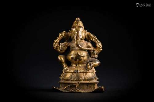 Indian Art A gilt bronze figure of Ganesh Southern India, Vijayanagar period, 17th century