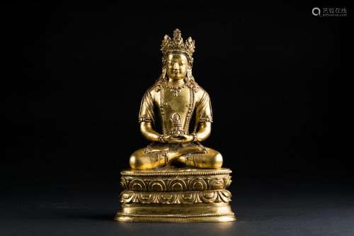 Himalayan Art A gilt bronze figure of Amitayus Mongolia, 18th century, Zanabazar school