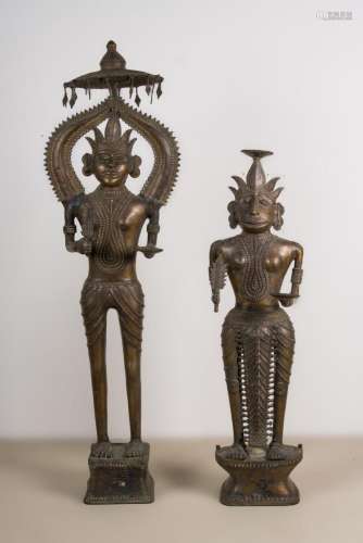 Indian Art A pair of bronze Bastar standing figures India, 19th - 20th century