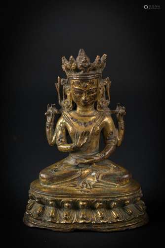 Himalayan Art A gilt copper alloy figure of Prajnaparamita Tibet, 15th - 16th century