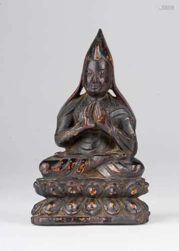 Himalayan Art A wooden figure of Tsongkhapa Tibet, 18th-19th century