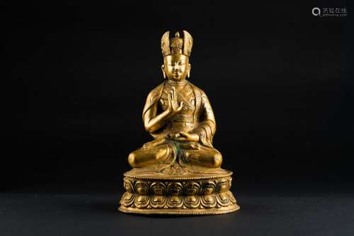 Himalayan Art A gilt bronze figure portraying the Second Karmapa: Karma Pakshi (1204-1283) Nepal, 20th century