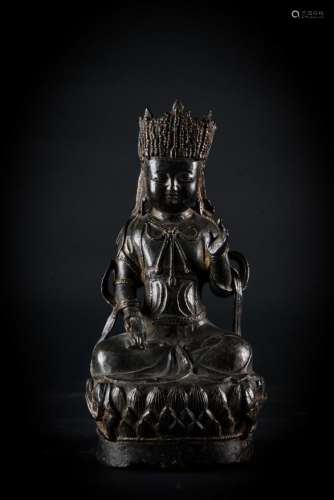 Chinese Art A dark bronze figure of a seated bodhisattva China, Ming dynasty