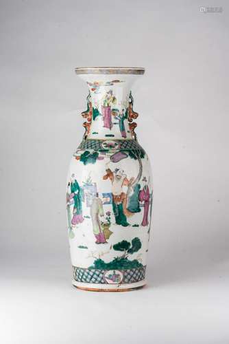 Chinese Art A large famille rose porcelain baluster vase painted with characters at leisure in garden China, Qing dynasty, late 19th century