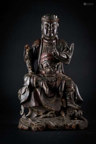 Chinese Art A wooden figure of seated GuandÃ¬ China, Ming dynasty