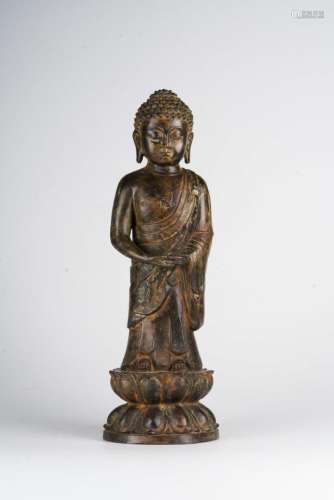 Chinese Art A bronze statue of standing Amitabha China, late Qing dynasty, late 19th century