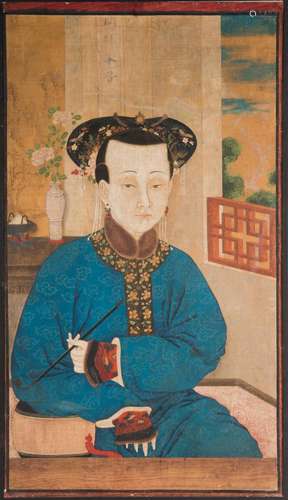 Chinese Art Painting portraying an opium smoker Ink and colours on paper China, 19th century