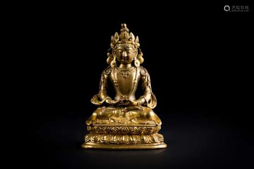 Chinese Art A gilt bronze figure of Amitayus China, late 17th century