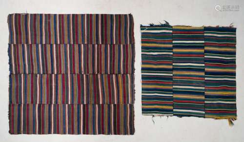 Himalayan Art Two Panden aprons with coloured bands Tibet, 19th century