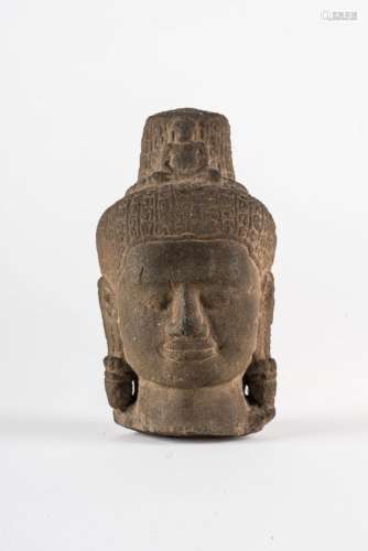 South-Est Asian Art A stone head of Avalokitesvara Cambodia, Khmer dynasty, 12th century