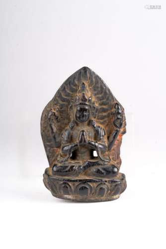 Himalayan Art A small wooden figure of Avalokitesvara Tibet, 19th century