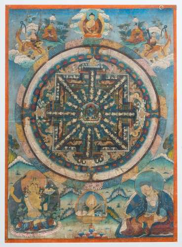 Himalayan Art A thangka depicting a mandala dedicated to Samantabhadra Nepal, late 19th century