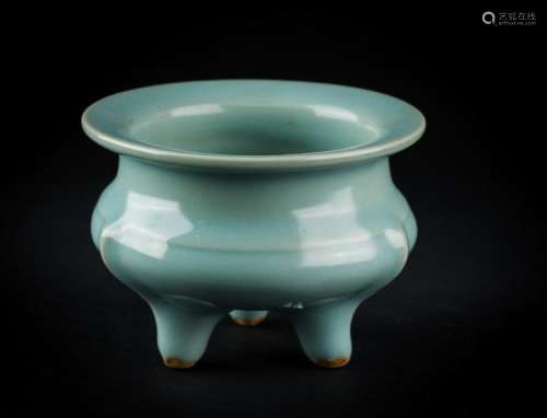 Chinese Art A small celadon glazed tripod censer China, Ming dynasty