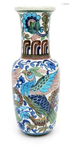 A Burmantofts Faience Anglo-Persian Pillar vase by Leonard King