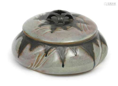 An Art Nouveau Denbac Gres Flamme pottery box and cover