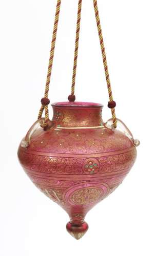 A Philippe-Joseph Brocard enamelled glass mosque lamp
