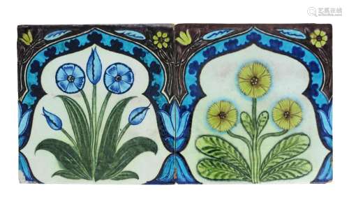 A pair of William De Morgan Sands End Pottery Arabia tiles