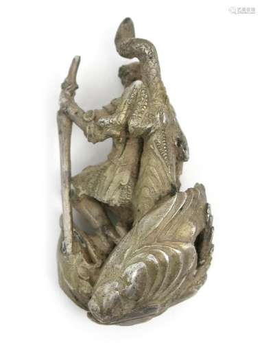 H.G. Murphy (1884-1939) George and the Dragon a small silver sculpture