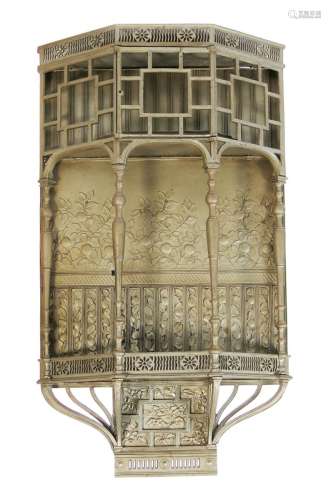 An Aesthetic Movement cast iron hanging cabinet attributed to Coalbrookdale