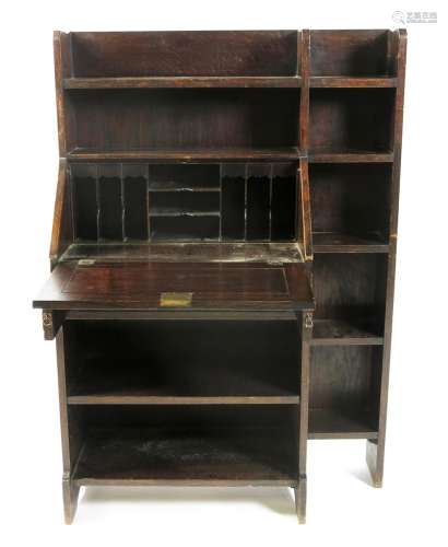 A Liberty & Co oak bureau and bookshelf