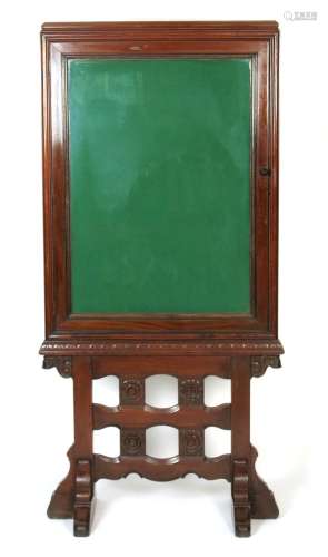 A freestanding rosewood notice board