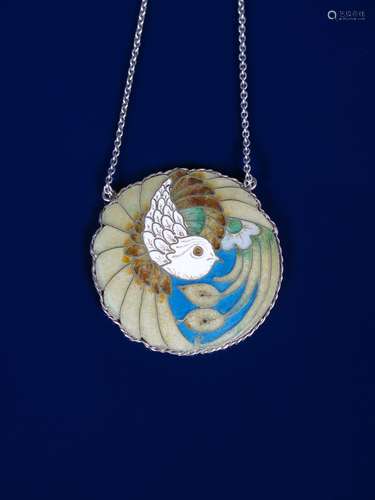 A cloisonne enamel pendant necklace by Harold Stabler