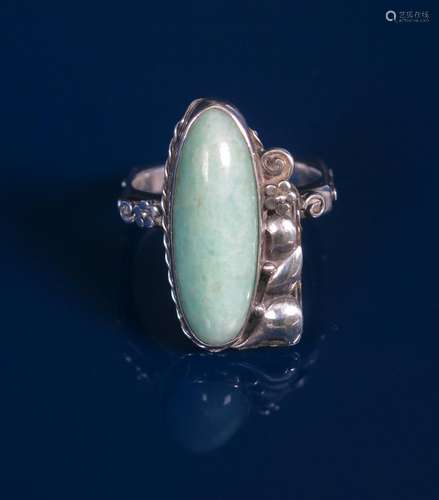 A silver and Amazonite ring