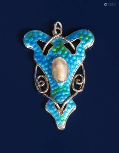 An Art Nouveau silver and enamel pendant