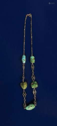 An Artificers Guild silver and turquoise necklace by John Bonnor