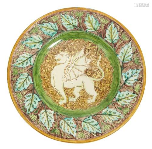 A Della Robbia Pottery charger by Charles Collis