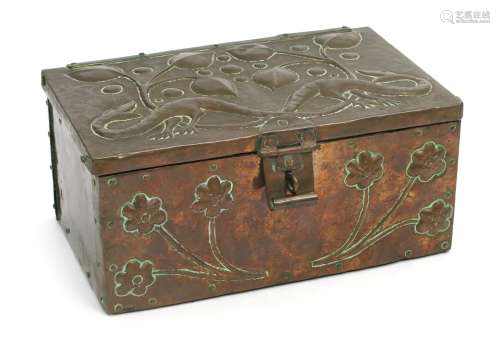 A John Pearson repousse copper casket