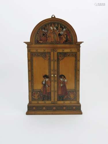 λ A painted satinwood triptych depicting A Proper Sonnet