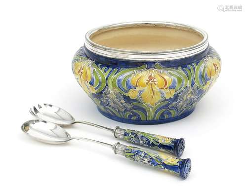 'Iris' a James Macintyre & Sons salad bowl and servers designed by William Moorcroft