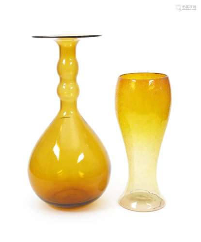 A large amber glass vase probably Loetz after a design by Dr Christopher Dresser