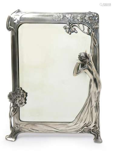 A large Art Nouveau  W.M.F electroplated table mirror designed by Albert Mayer