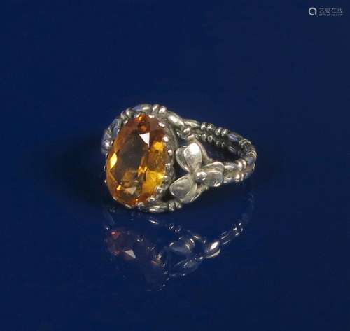 A silver and citrine ring in the manner of Kate Eadie