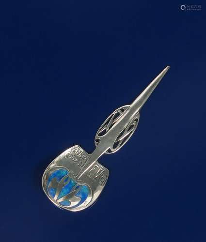 A Liberty & Co Cymric silver and enamel Coronation spoon designed by Archibald Knox