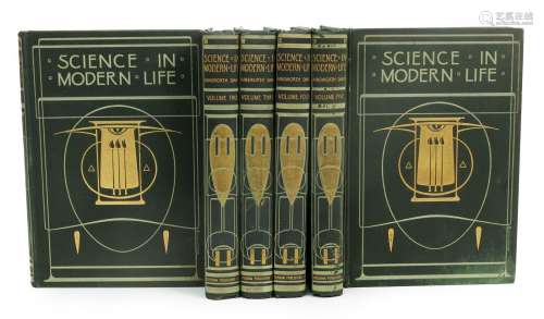 Science in Modern Life volumes 1-6 with covers designed by Talwin Morris