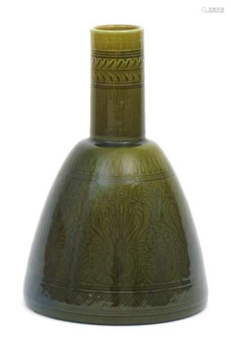 A Linthorpe Pottery bottle vase designed by Dr Christopher Dresser