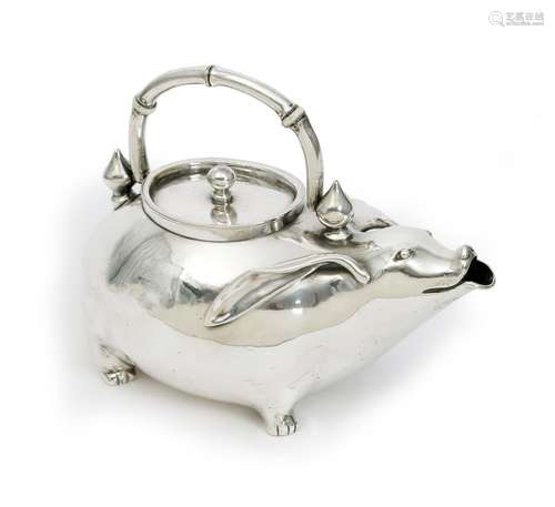 λ A Christofle & Cie electroplated metal teapot designed by Emile Reiber