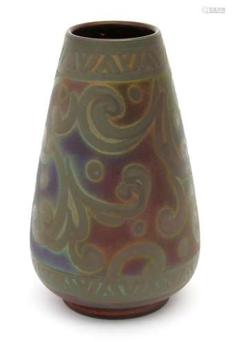 A Burmantofts Faience lustre vase by Joseph Walmsley