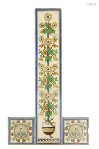 An Aesthetic Movement Balfour five tile panel