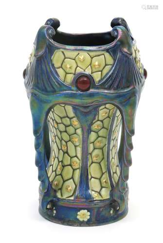 An Art Nouveau pottery vase the design attributed to Zsolnay Pecs