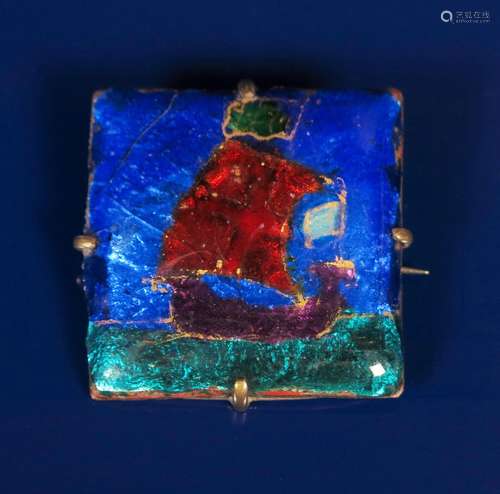 An enamel Ship brooch in the manner of Fleetwood Charles Varley