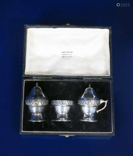 A silver cruet set by Sibyl Dunlop