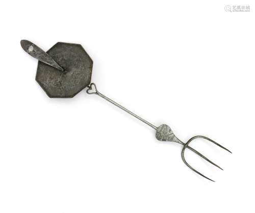A wrought iron toasting fork designed by Ernest Gimson