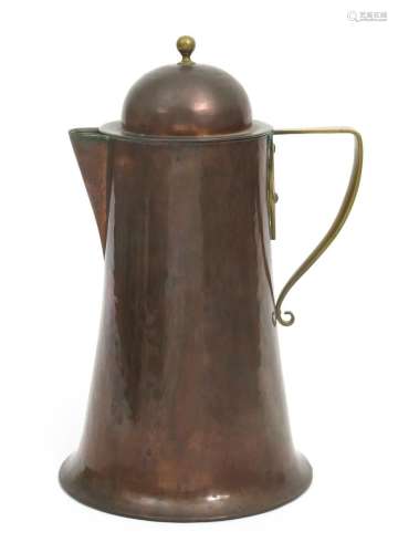 A Birmingham Guild of Handicrafts copper jug and cover designed by Arthur Stansfield Dixon