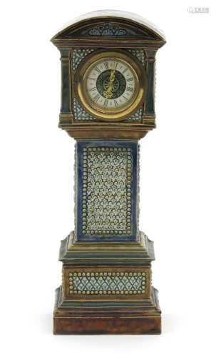 A Doulton Lambeth stoneware grandfather clock