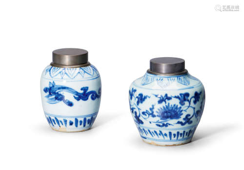 昭和初期 龙纹瓷身锡盖茶缶 花绘瓷身锡盖茶缶